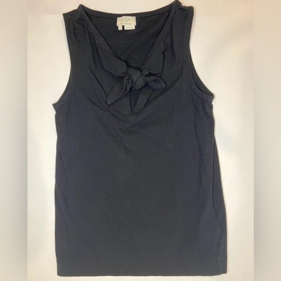 kate spade Black Tie Front Keyhole‎ Neck Tank Top Blouse Cotton Blend Size S - Picture 2 of 10